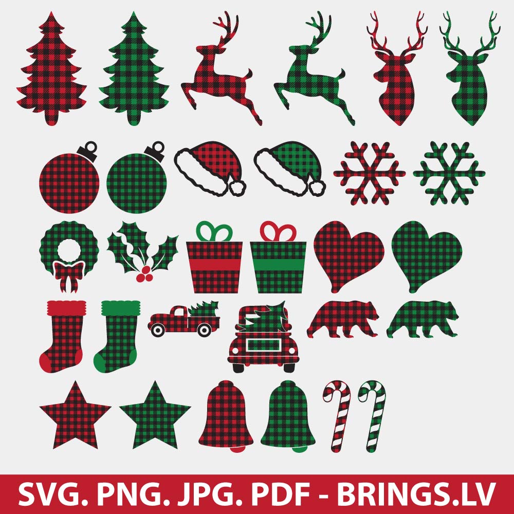 Buffalo Plaid Christmas SVG Bundle