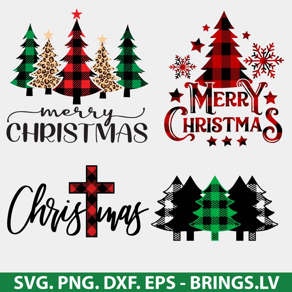 Buffalo Plaid Christmas Tree SVG Bundle