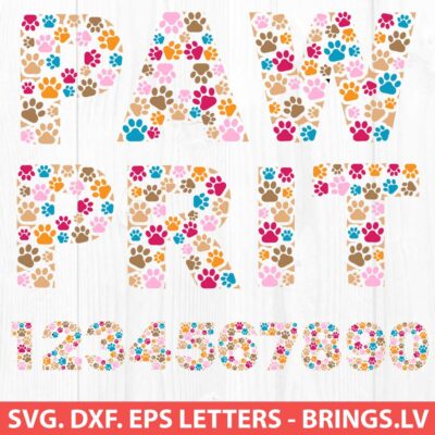 Paw Print Letters SVG