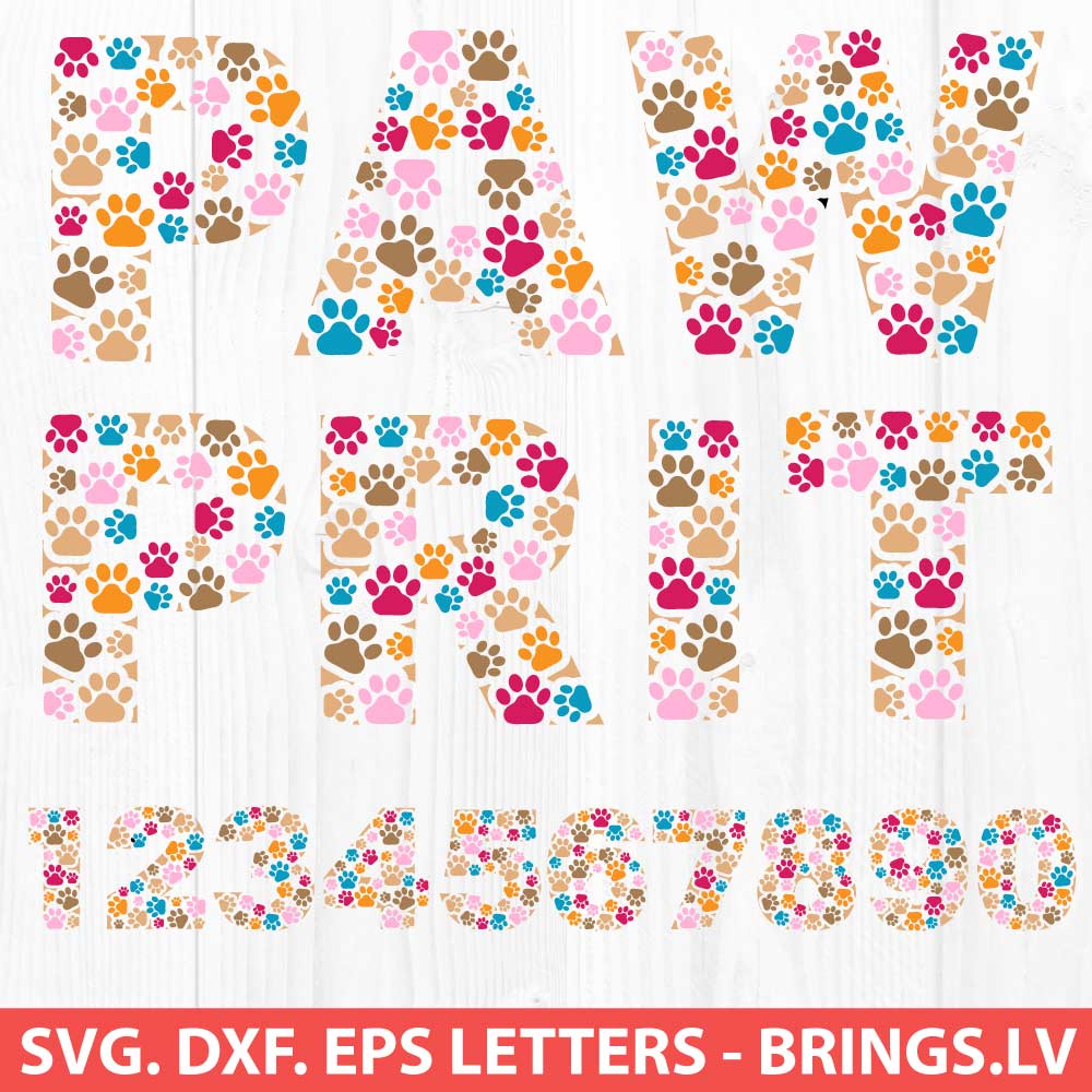 Paw Print Letters SVG