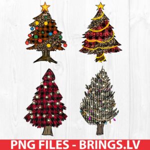 Buffalo Plaid Christmas Trees Sublimation PNG