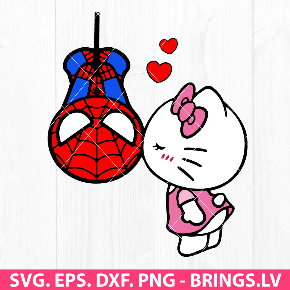 Spiderman and Hello Kitty Kissing SVG