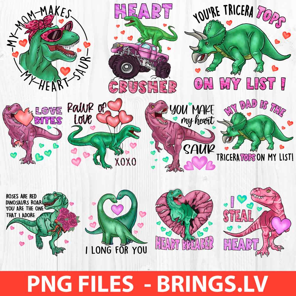 Dinosaur Valentine Sublimation Print