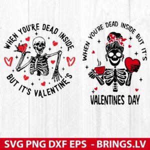 Skeleton Messy Bun Valentines SVG