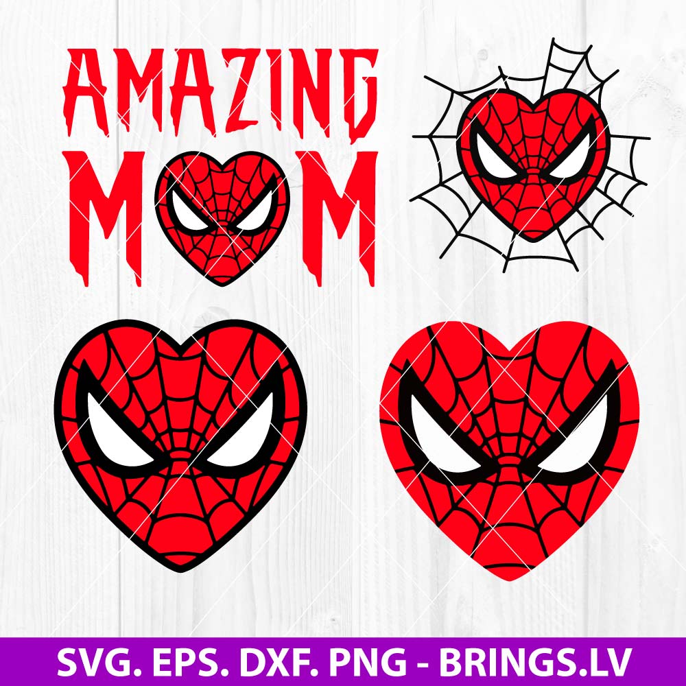 Spiderman Face Heart Valentine SVG Bundle