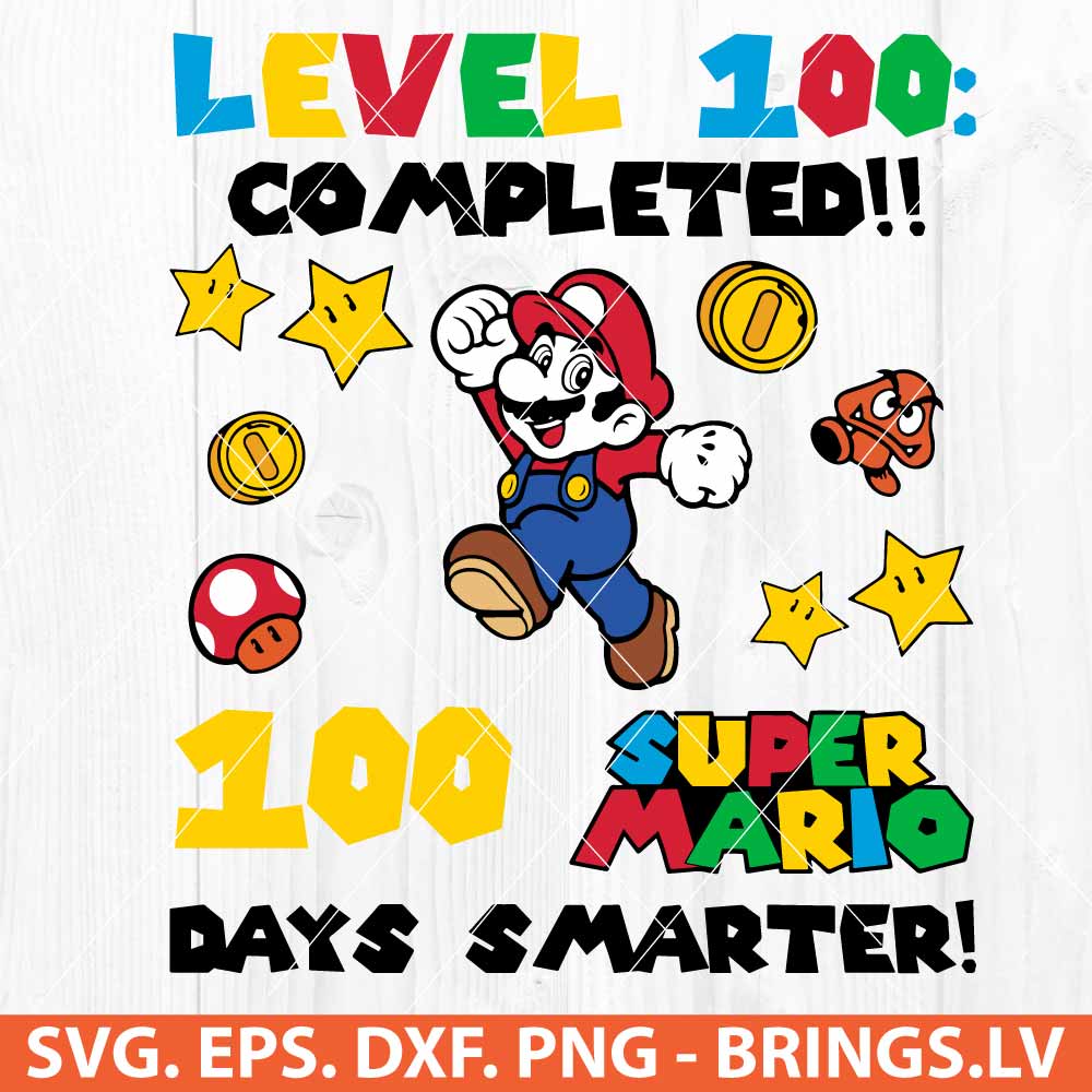 Super Mario Level 100 Days Of School SVG