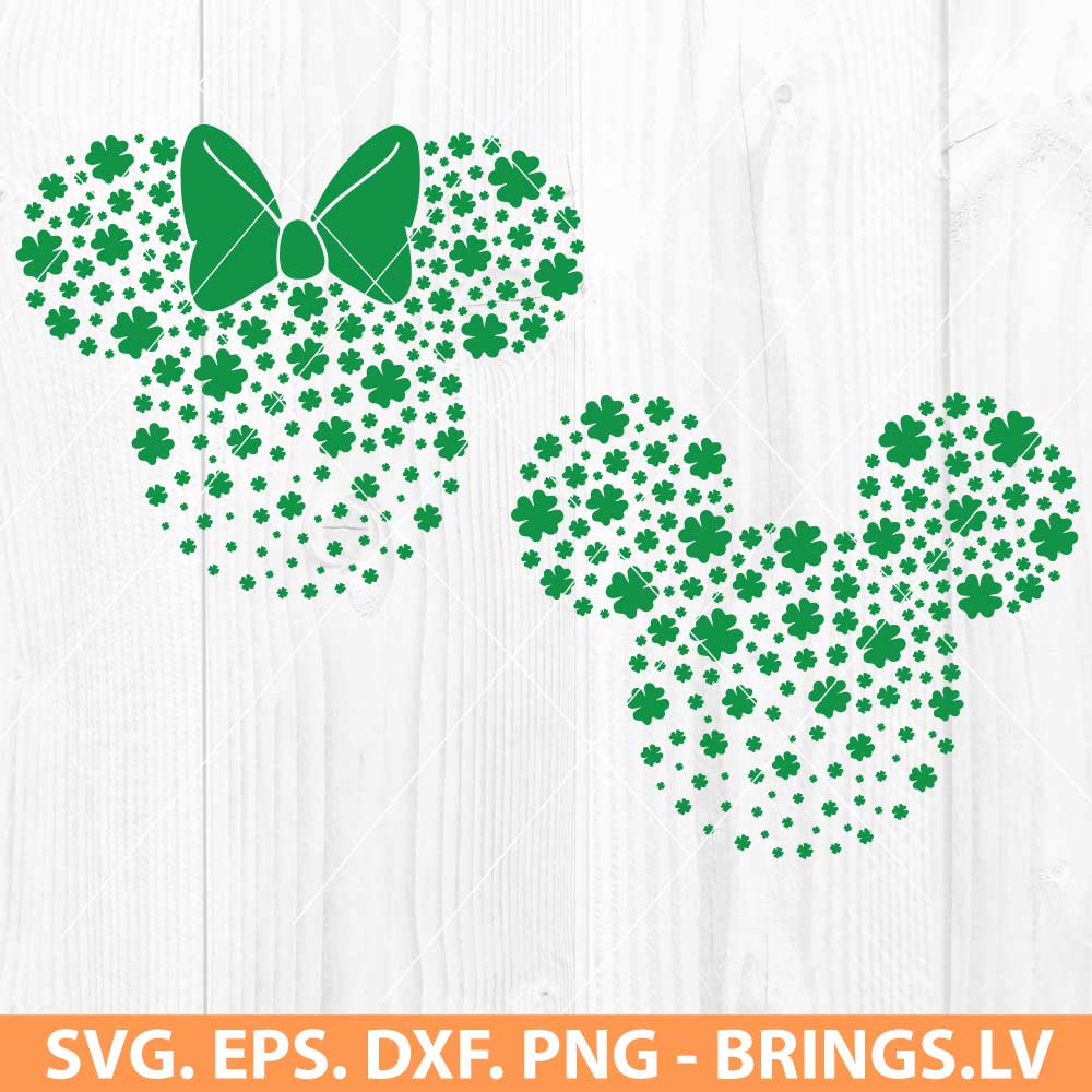 Disney Shamrock Mickey and Minnie St Patricks Day SVG