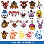 FNAF SVG, Five Nights Freddy SVG, 5NAF Svg, Freddy's Svg, PNG, Cut Files for Cricut, Silhouette, ScanNcut, Digital Download