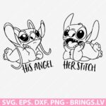 Stitch and Angel Couple SVG PNG DXF EPS Cut Files for Cricut and Silhouette Instant Download Vector Files