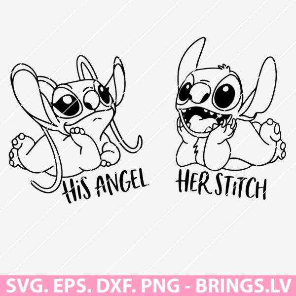 Premium Stitch and Angel Couple SVG