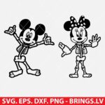 Mickey And Minnie Mouse Skeleton SVG PNG DXF EPS Cut Files for Cricut and Silhouette - Instant Download