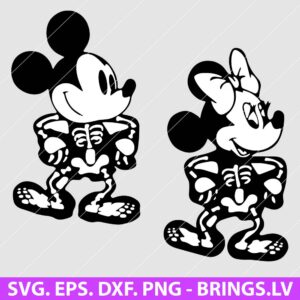 Mickey Minnie Mouse Skeleton Halloween SVG