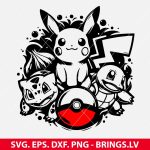 Pokemon Friends SVG, Pikachu SVG, Bulbasaur SVG, Charmander SVG, Squirtle SVG, Anime SVG, Video Game SVG, PNG, DXF, EPS, Cut Files