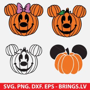 Mickey and Minnie Mouse Halloween Pumpkin Head SVG