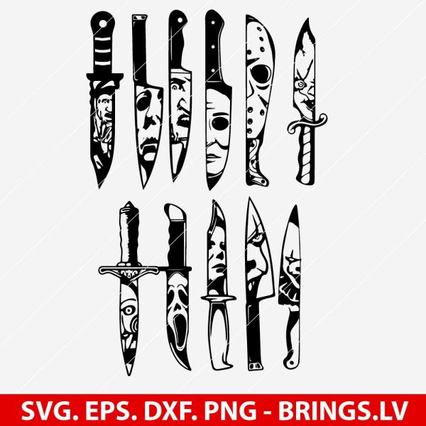 Horror Movie Characters in Knives SVG