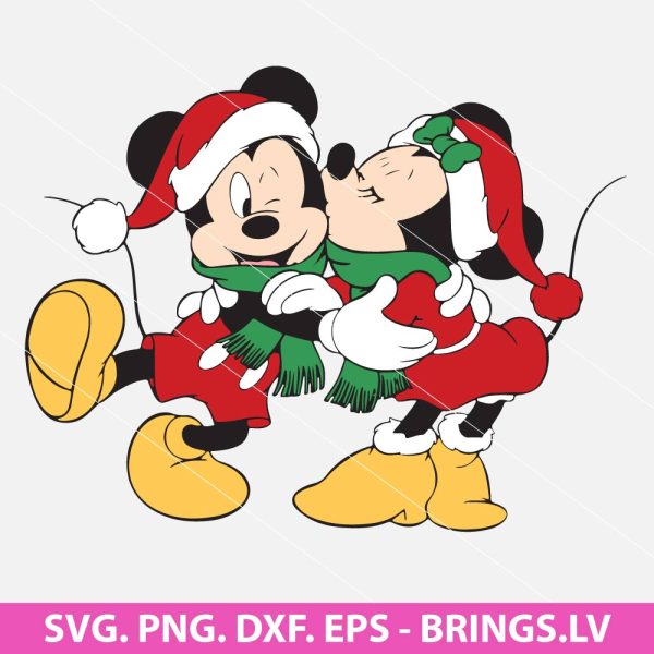 Mickey Kiss Minnie Christmas SVG