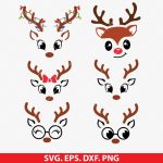 Christmas Reindeer Faces SVG, Reindeer SVG bundle, Rudolph SVG, Holiday reindeer design, Cricut Christmas SVG, reindeer t-shirt SVG