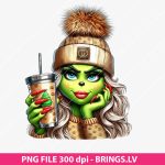 Grinch Girl face PNG, Girl Grinch PNG, Christmas Grinch Girl Sublimation, Holiday PNG, Instant Download