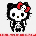 Hello Kitty Halloween Skeleton SVG, Cute Skeleton SVG, Halloween Cut File, Hello Kitty Cricut, Kawaii Halloween Design, Cut File for Cricut