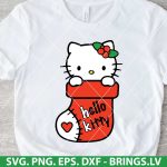 Hello Kitty Christmas Stocking SVG, Holiday SVG, PNG DXF EPS Cut Files for Cricut and Silhouette - Instant Download