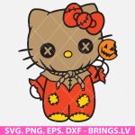 Halloween Kitty Svg, Hello Kitty Sam Trick Or Treat SVG, pumpkins svg, bats svg, spooky svg, png, dxf, eps, cut files for cricut, silhouette