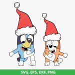 Bluey Christmas SVG, Bluey and Bingo Christmas Svg, Bluey holiday design, kids' holiday svg, Bluey family Christmas svg, png, dxf, eps, cut files