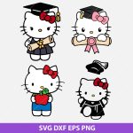 Hello Kitty Graduation SVG Design, Kitty Grad SVG, Hello Kitty graduate SVG, kawaii graduation clipart, eps, dxf, png,cut files for Cricut