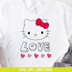 Hello Kitty Love SVG Cut File, Kitty Valentine’s Day SVG, Hello Kitty Cricut, PNG, DXF, EPS, Instant Download