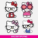 Hello Kitty Nerd Glasses SVG, kawaii SVG, Hello Kitty crafts, Hello Kitty with sunglasses, Cricut Hello Kitty, geek chic Hello Kitty, kids craft SVG