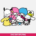 Hello Kitty and Friends SVG, My Melody SVG, Keroppi SVG, Badtz-Maru SVG, Cinnamoroll SVG, kawaii SVG files, Hello Kitty crafts, cute cartoon SVG