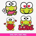 Keroppi Valentine SVG, Keroppi svg, Keroppi Vector SVG, Keroppi Heart SVG, Keroppi Love SVG, PNG, DXF, EPS, Cut Files for Cricut