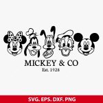 Mickey CO est 1928 SVG, Mickey Mouse and Friends SVG, Donald Duck SVG, Minnie Mouse SVG, PNG, DXF, EPS, Cut Files for Cricut