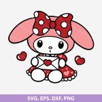 My Melody Valentine SVG, Kawaii Valentine’s Day Design, Cute Valentine’s Cut File, Love-Themed My Melody Design