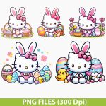 Hello Kitty PNG, Easter Bunny PNG, Easter PNG, Hello Kitty Easter, digital download, Easter design, cute bunny, Easter clipart