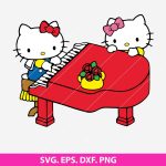 Hello Kitty Piano SVG, Hello Kitty music design, Hello Kitty SVG, cute piano SVG, Hello Kitty Cricut files, Silhouette Hello Kitty design