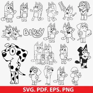 Bluey outline svg cut files