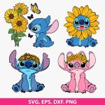 Stitch With Sunflower SVG, Stitch SVG, Lilo & Stitch SVG, Sunflower SVG, Cute Stitch Design, SVG for Cricut, Silhouette Cut File